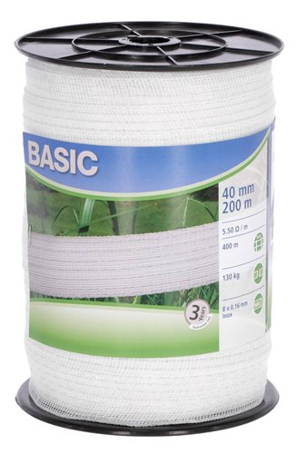 Taśma ogrodzeniowa BASIC 200m x 40mm biała, Kerbl