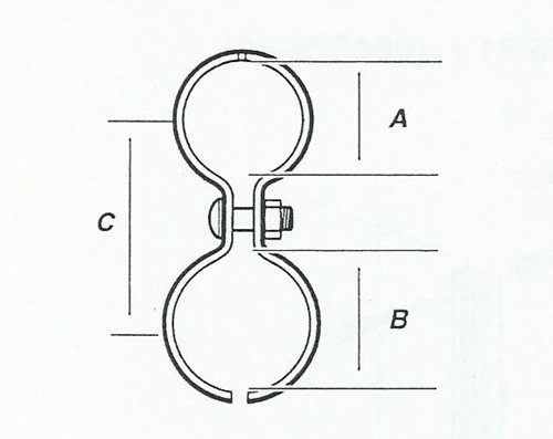 Obejma  ósemkowa rury 50mm - 52mm ocynk mat