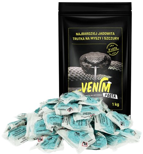 Venim pasta mocna 1kg, najbardziej jadowita trutka na myszy i szczury