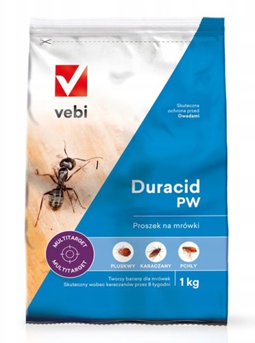 DURACID PW proszek na mrówki karaluchy pchły pluskwy rybikom 1kg VEBI